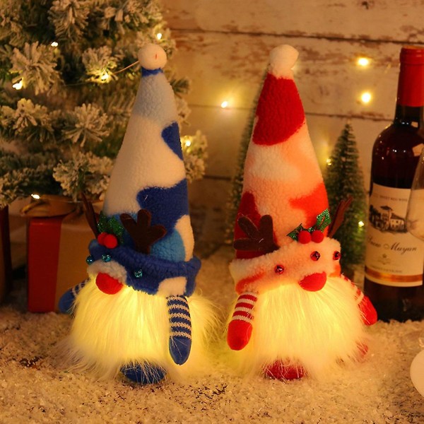 Julen ansigtsløs lysende dukke glødende behagelige håndværk til dekoration (blå)