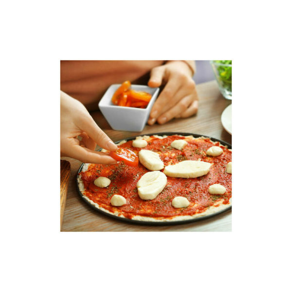 Pizzabricka, set med 4, rund, perforerad, non-stick, pizza & tarte flambée, gjord av stål, krispig bricka, ?? 32 cm, antracit