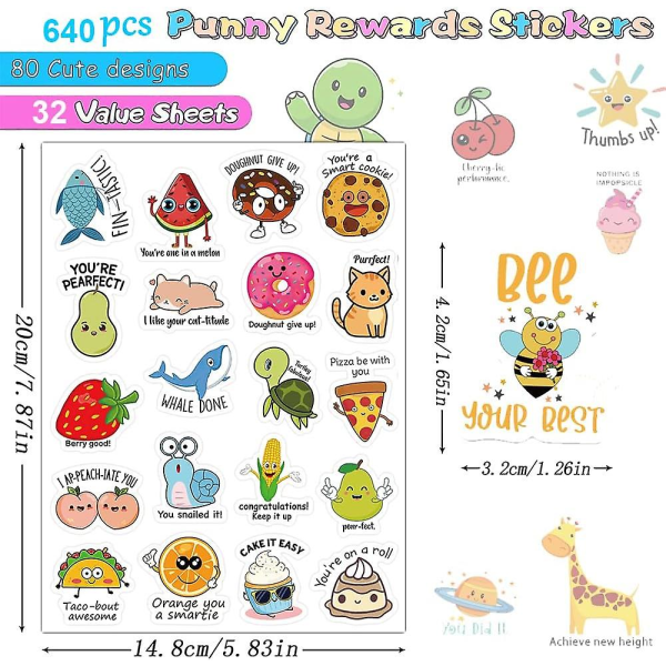 640 st Punny Rewards Stickers, Punny Motivational Stickers Incentives Rewards Stickers For Kids Lärare Skola Klassrumsmaterial