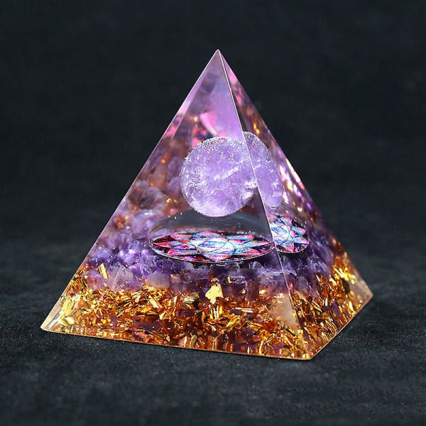 Ametist Crystal Healing Orgonite Pyramid Obsidians Chakra Energy Orgone Stone (lila)