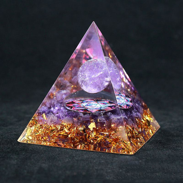 Ametyst Crystal Healing Orgonite Pyramid Obsidians Chakra Energy Orgone Stone (lilla)