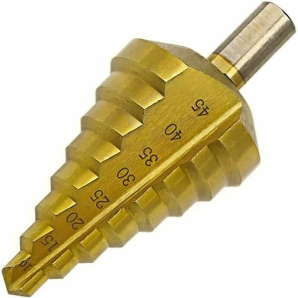 MINKUROW titanbelagd höghastighetsstål set 10-45 mm rakt spår Stor pagodbrottsch Triangulärt skaft Guld försänkningsborr Dc15