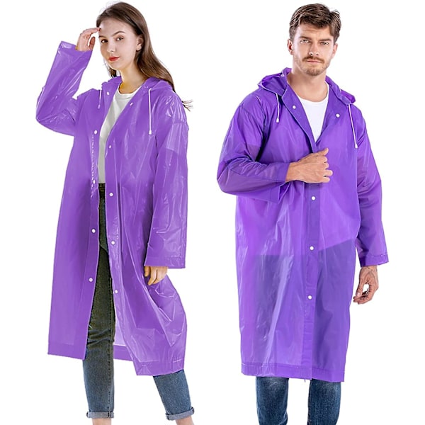 2 Pack Adult Rain Coats Reusable Eva Rain Ponchos Rain Jackets Raincoats For Men Women Plastic Rainwear