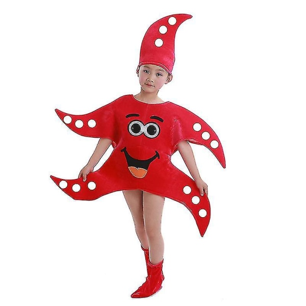 Lapset Koulu Kotibileet Starfish Cosplay-asu pojille Tytöille Baby Merieläin Tähti Lavaesitys Vaatteet Tanssipuku (150 cm, punainen)