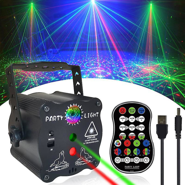 USB Laser Light Scen Fest Ljus Ljudkontroll Projektor Fjärrkontroll Julklapp Karaoke KtvUSB laddning