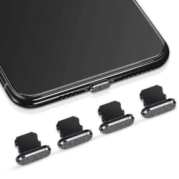 4 delar antidammpluggar som är kompatibla med Iphone, skyddar cover（svart）