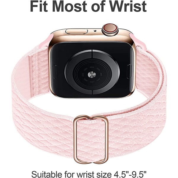 Strækbare Nylon Solo Loop-bånd Kompatibel med Apple Watch 45mm 44mm 42mm, Rem til Iwatch Serie 7 6 5 4 3 2 1 Se (sort, Pink Sand, Pearl Pink) Bla