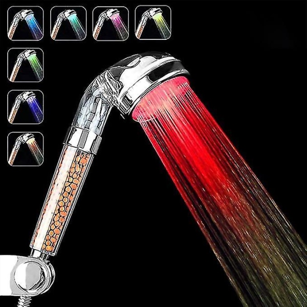 Suihkupää, 7 väriä vaihtavaa LED-valoa, kylpyhuone Spa LED-suihkupää - korkeapaineinen vedensäästö - korkea suodatus, kolme tasoa negatiivisen ionin estokykyä