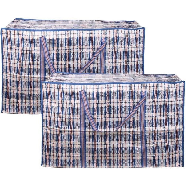 2-pack förvaringsväska, förvaringsväska för kläder med stor kapacitet Flyttpåsar med dragkedja för tvätt, flytt, shopping (blå, 80cm*60cm*20cm)