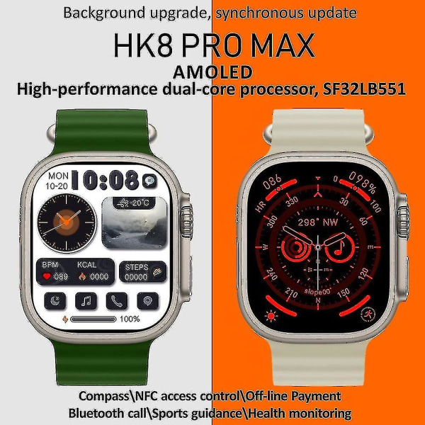 Hk8 Pro Max Ultra Smart Watch Uomo 49mm Amoled Screen Bussola Nfc Smartwatch colore4