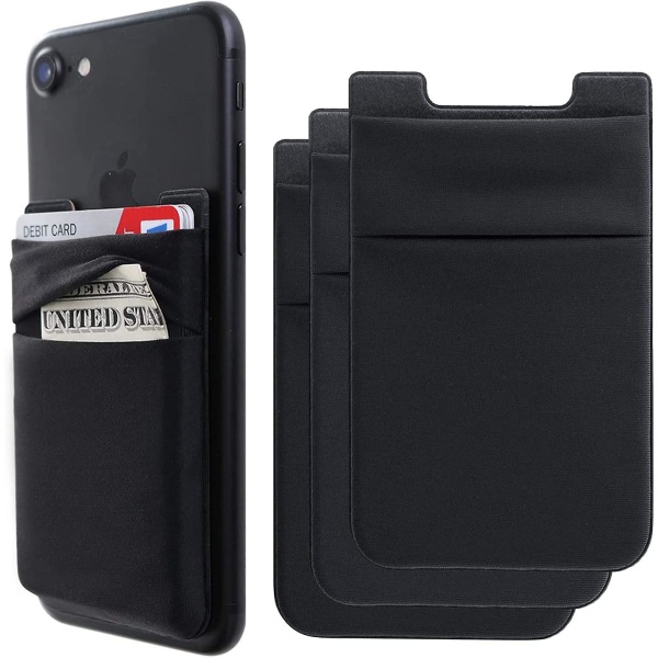 3pack Telefonkortshållare Stretchy Lycra Plånboksficka Kreditkorts-ID- case Påse Sleeve Självhäftande klistermärke Kompatibel med Iphone Samsung Galaxy Android S