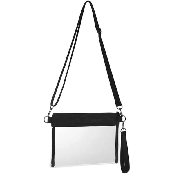 Transparent Crossbody-Plånbok med Justerbar Rem, Godkänd för Konserter och Arenor, Transparent Väska, Transparent Plånbok för Kvinnor och Män, Vattentät Svart