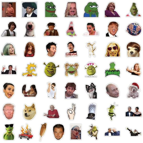 200st Roliga Meme Face Stickers Pack för vuxna, söta trendiga memes vattentäta dekaler för bärbar dator, iphone, vattenflaskor, dator, gör-det-själv-dekor för bumperw