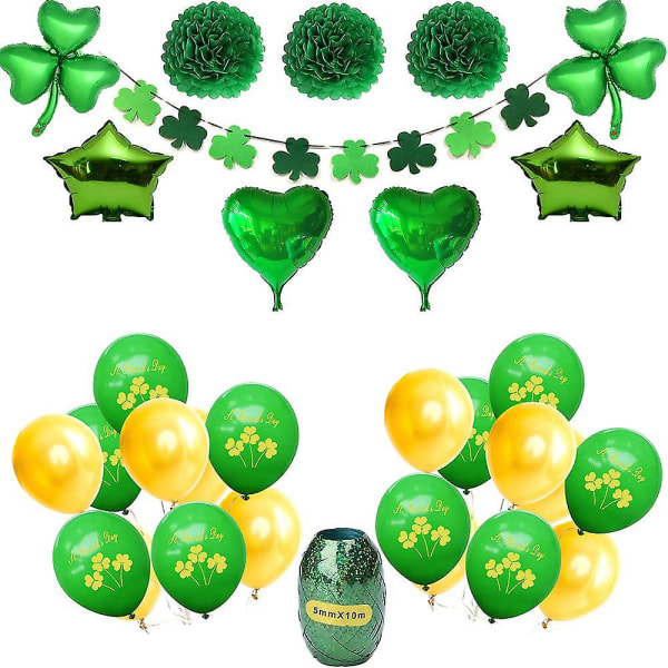 Shxx St. Patrick's Day Party Dekoration Ballong Kit Irländsk karneval Lucky Party Tema Ballong Garland Shamrock Garland Balloon Arch Kit (b) Xq-zs165