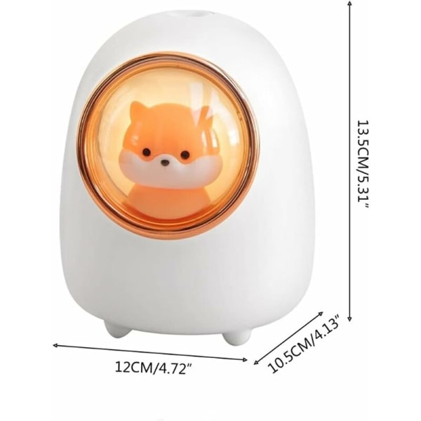 Mini Mute USB luftfuktare, 350 ml trådlös rymdkapsel Cat Hamster luftfuktare med nattljus, portabel spray luftfuktare (vit??) Vit -