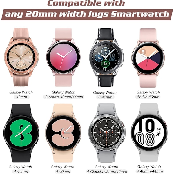 Slanke Remme Kompatibel med Samsung Galaxy Watch 4/active 2 40mm 44mm/galaxy Watch 4 Classic 42mm 46mm/galaxy Watch 3 41mm, 20mm Hurtigudløsning Silikon