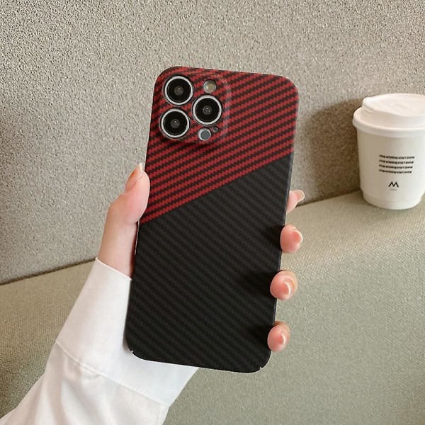 Ultratunt phone case för Apple Iphone 14 Pro Max, sällsynt Aramid Carbon Fiber- case (röd Svart)