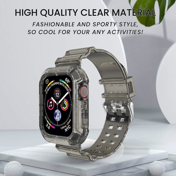 Grå Apple Watch Band Band 42mm 44mm 45mm, Kristallgenomskinlig Mjuk Silikon Iwatch Sport Rem För Apple Watch 8/7/se/6/5/4/3