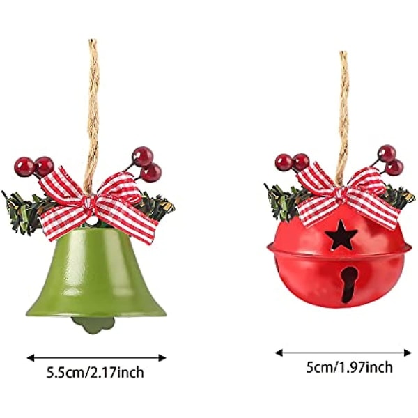 Christmas Bell Ornaments Julgran Hängande Ornament Metall Jingle Bells Xmas Ribbons Klockor för julhelgsdekoration 6-pack