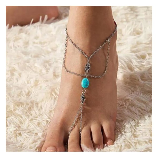 Vintage etnisk stil fodlænke til kvinder Strand stil kvast ben smykker til fødselsdag strandfest (Jl0008)