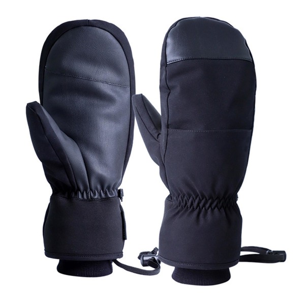 Tykke indre 5-finger skihandsker ledende berøringsskærm, varme handsker til snescooterkørsel (XL, sort)