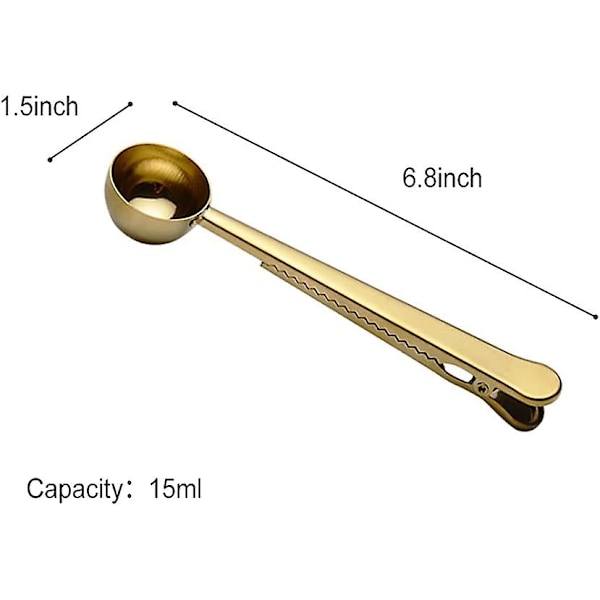 Kahviskoppi Clip, 2 in 1 Pitkäkahvainen Ruostumattomasta Teräksestä Valmistettu Lusikka Pussin Kiinnityksellä Täydellinen Kahville, Teelle, Keittiövälineille 2 Pakkausta Kulta