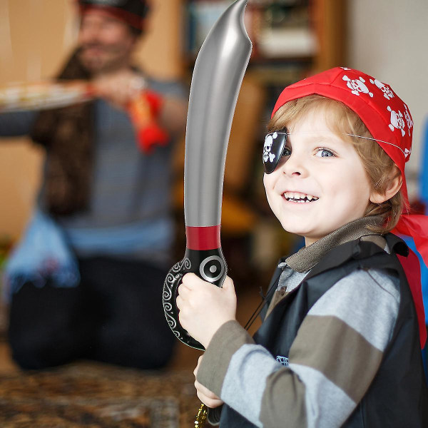 3 st Piratfest Uppblåsbart svärd Pirattema Födelsedagsfest Dekoration Barn Pojke Cosplay Halloween Kostymtillbehör Scenrekvisita（stil A)