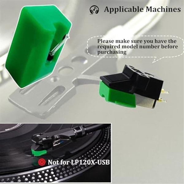 Record Player Needle Diamond ATN95E Ersättningspenna för AT-LP120- USB & olika AT-modeller skivspelare (grön)