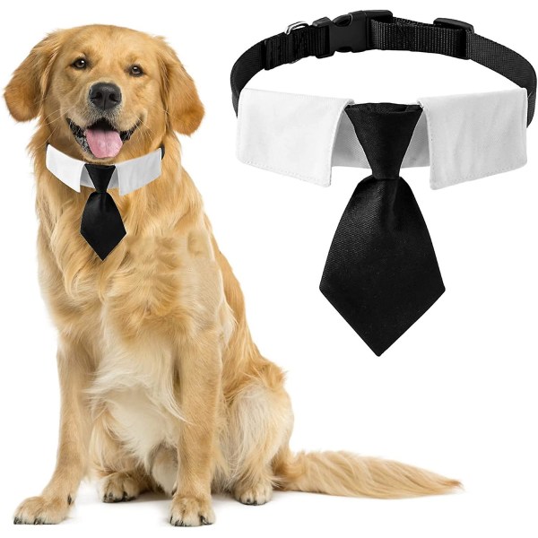 Hundslips, 1-pack svart bomullsslips med justerbart spänne för medelstora och stora hundar, storlek L
