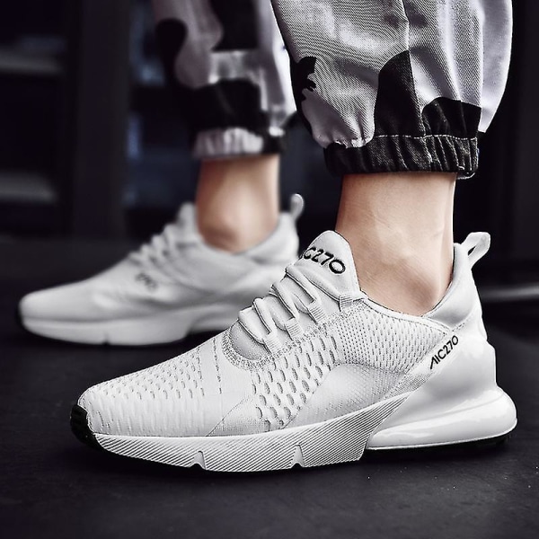 Mens Air Sports Running Shoes Breathable Sneakers Universal All Year Women Shoes Max 270 White 46