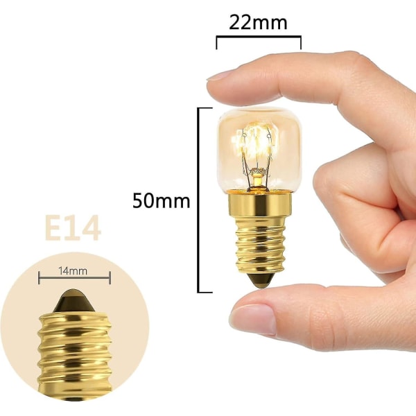 Pakke med 10 Saltlampe 15W glødelampe varmhvit for ovn, kjøleskap, saltlampe, grillovn 2,2*5 cm