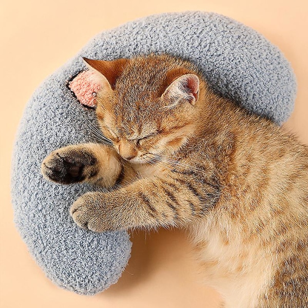 Liten kudde för katter, ultramjuk fluffig lugnande leksak för sällskapsdjur Halv munkgos för ledavlastning Sova förbättra maskintvätt