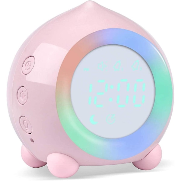 Digitalt vækkeur, led sengekantsur Dobbelt vækkeur med natlys, vækkeur til børn, lille vækkeur (pink)