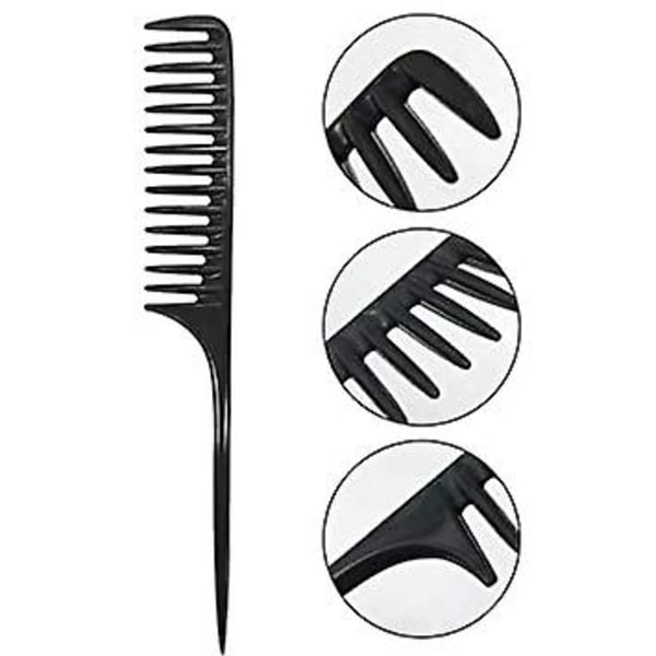 Bred tandkam som lossnar hårborste, professionell stylingkam svart kolfiber, antistatisk värmebeständig hårkam, lämplig för alla typer av hår