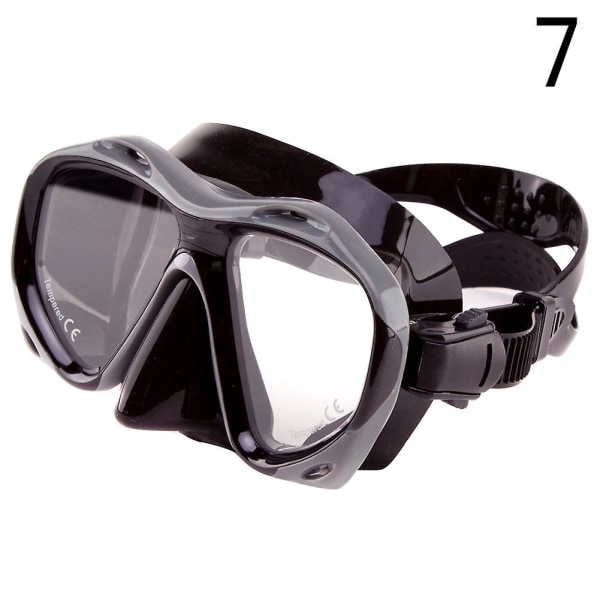 Svømmebriller for voksne Hærdet glas Wide View Anti-dug snorkelmaske Ny(7）
