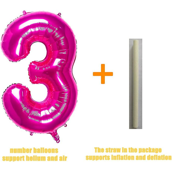 32 Tommer Rosa Nummer 2 Ballonger Folieballon Digital Bursdagsfest Dekorasjonsartikler (Rosa Nummer 2 Ballon)