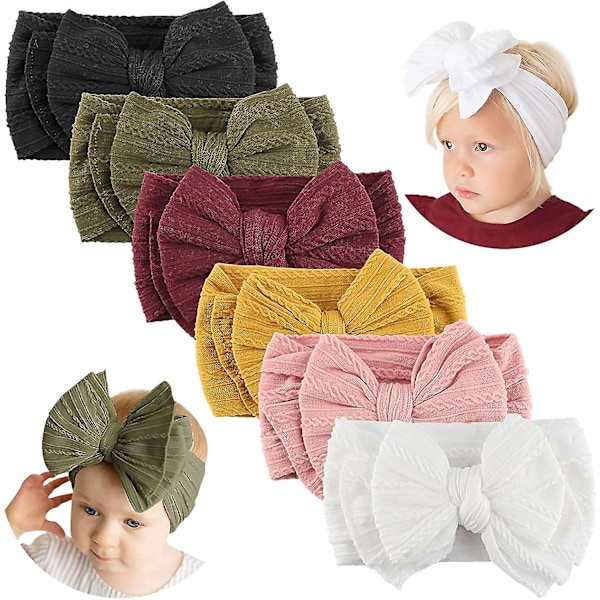 Handmade  Headbands With Bows Stretchy Nylon Headbands For Infant  Girls