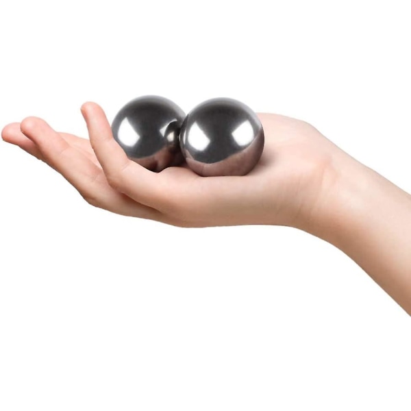 Baodingbollar i rostfritt stål, hälsobollar, handmassagebollar med case, meditationsbollar för handträning, handterapi, stress relief(1 par, sill)