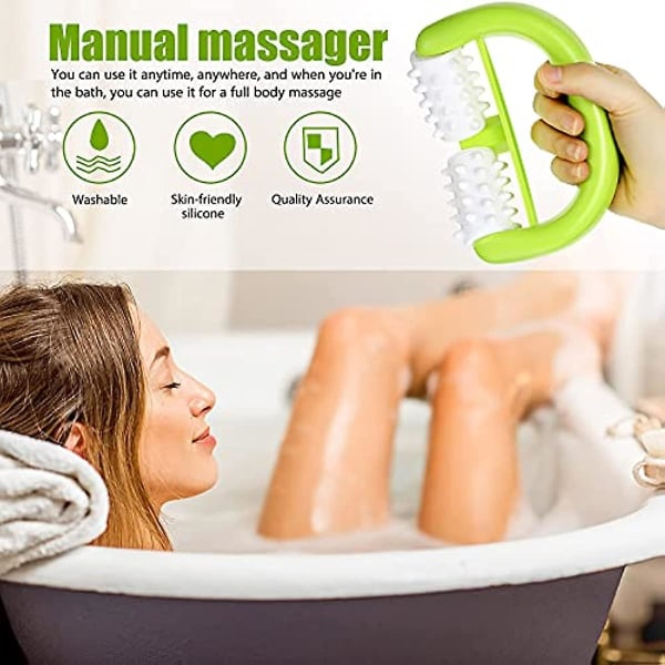 Anti-cellulite massagerulle kropsrullebørste vådtør brug til massage Reducerende cellulite kropsfascia rullebørste til kvinder Mænd Arme Skulder numse