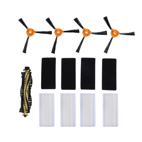 9-paknings erstatningsrullebørstefiltersidebørster for Neatsvor X500 Tesvor X500 Robotstøvsuger（gulhvitsvart）