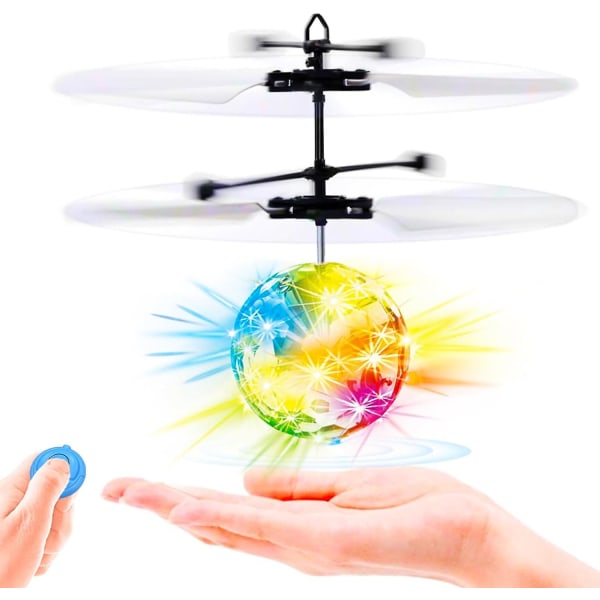 Kids Flying Orb Ball, Oppgradert Orbiter Flying Disco Ball Mini Drone Leke med fjernstyrt Led Håndkontrollert Helikopter Spill Innendørs Utendørs Hover Ball Flo