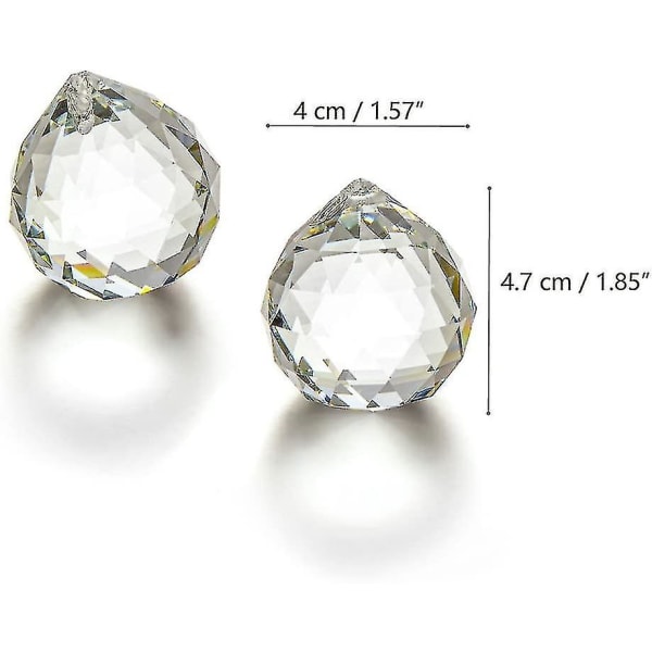 Klarglass Krystallkule Prisme Pendant Suncatcher 40 mm Pakke med 2