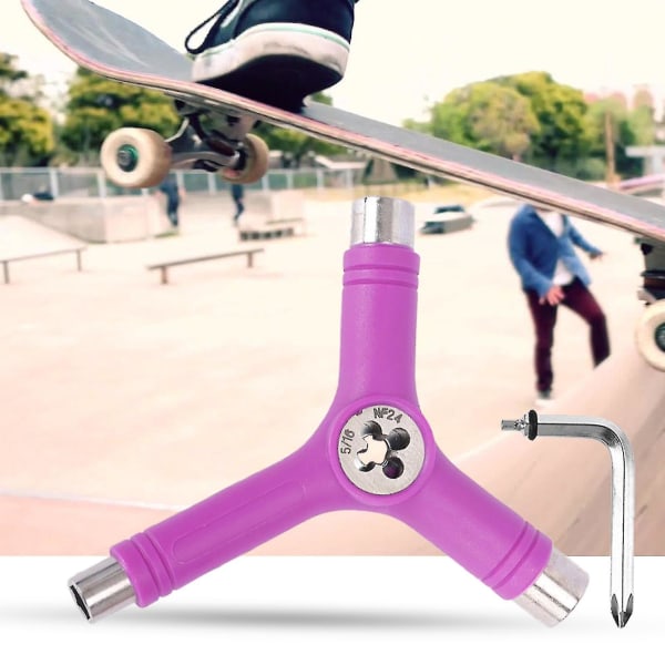 Sexkantnyckel Allt-i-ett-design Flerfunktions bärbar skateboard Y-verktygstillbehör för skridskor (1 stycke, blå)