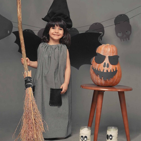 Roolileikkilepakkosiivet, pehmeä ja mukava kangas halloween-juhliin lahjojen vaihtamiseen (0-5 vuotta, musta)