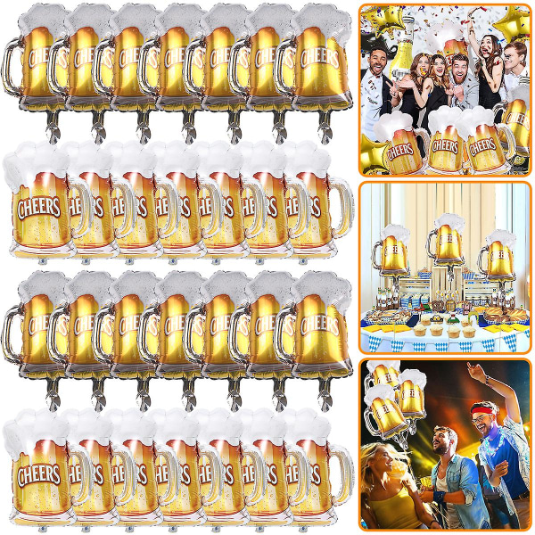 10/20 stk ølballoner krus kop ballon Oktoberfest Favor Decor Whisky Globos Kæmpe Mini Fest Bryllupsfestival Supplies_ai（20 stk，Big Beer）