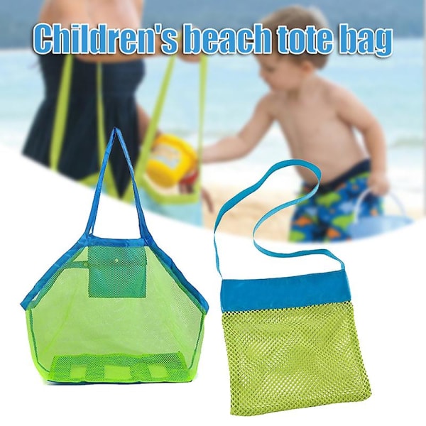 Børnestrandnettaske Bærbar hurtigopbevaringspose til indsamling af strandlegetøj Tøj Diverse Opbevaring Ny(L）