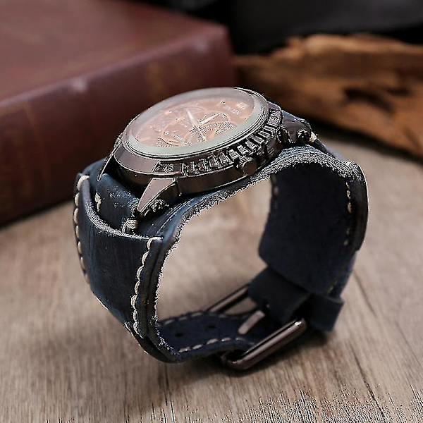 Big Dial Quartz- Lovers Wide Leather Punk, Bracelet Sport Watch