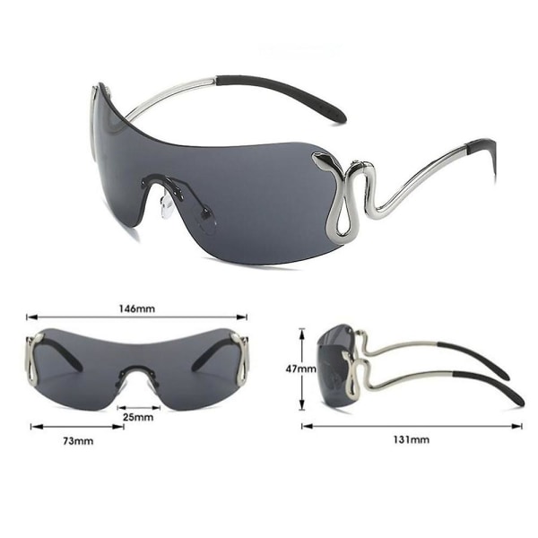 No Frame Snake Mirror Ben Solglasögon Personlig innovativ design solglasögon för resor (grå skiva)