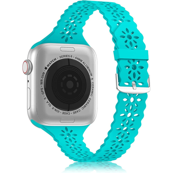 Silikonband i spets som är kompatibelt med Apple Watch -band 38 mm 40 mm kvinnor, smalt smalt, urhåligt, bågat sportband, mjukt band för Iwatch-serien