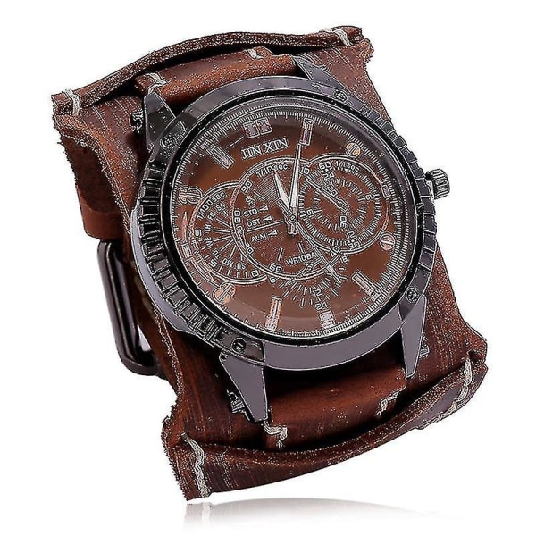 Big Dial Quartz- Lovers Wide Leather Punk, Bracelet Sport Watch